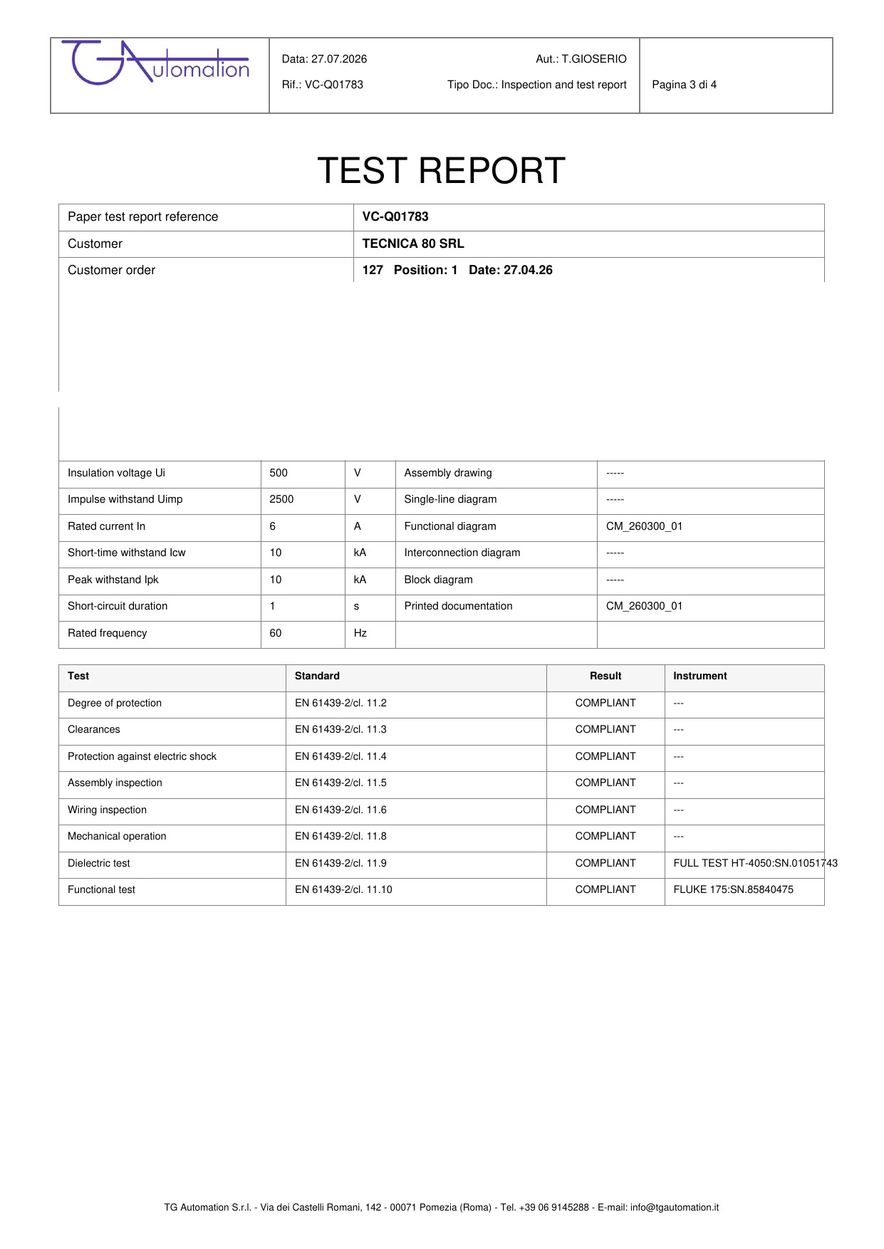 Dettaglio delle prove e degli strumenti utilizzati