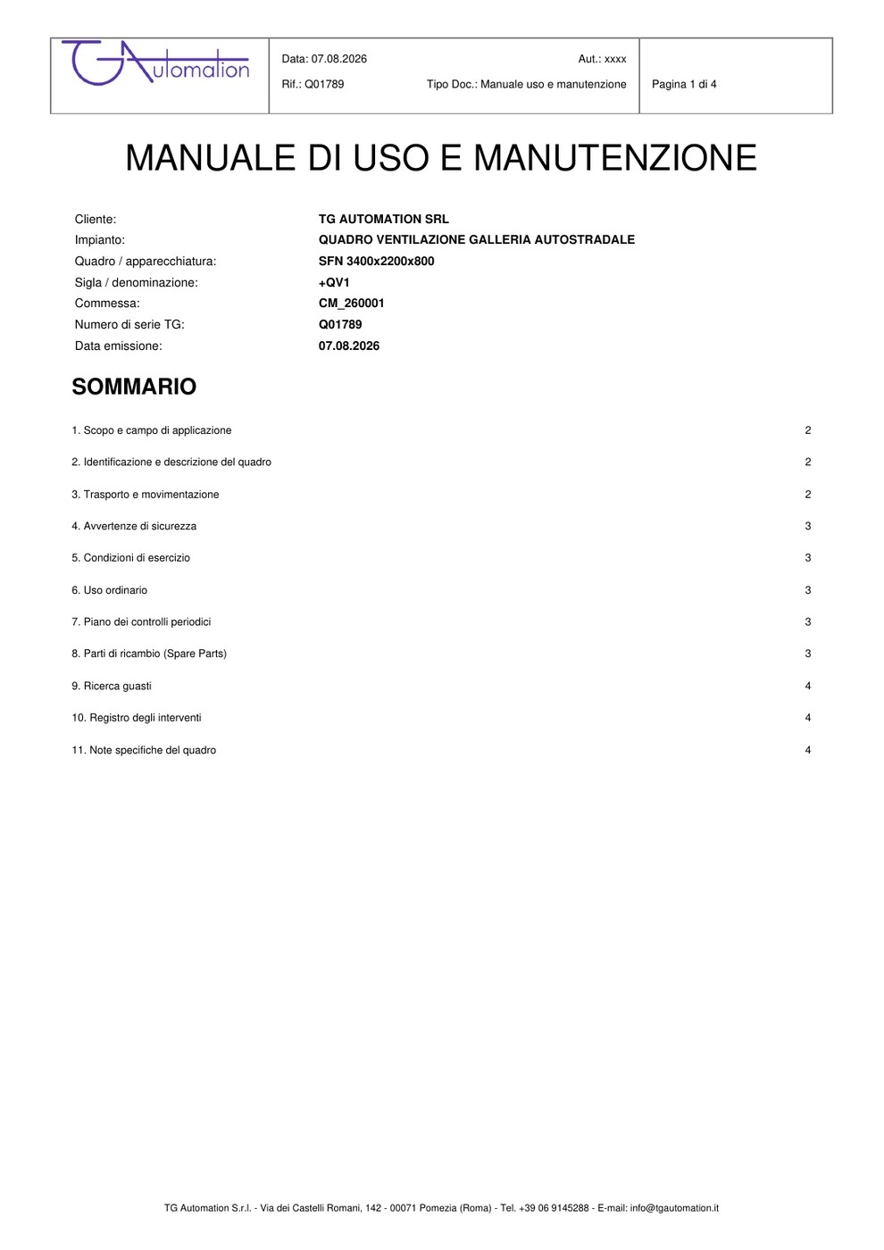 Manuale uso e manutenzione